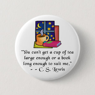 Macaron Rond 5 Cm La citation de thé et de livres W boutonne - 2