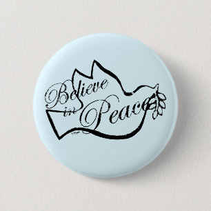 Macaron Rond 5 Cm La colombe de la paix croit en la paix