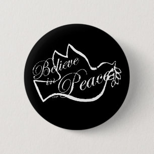 Macaron Rond 5 Cm La colombe de la paix croit en la paix