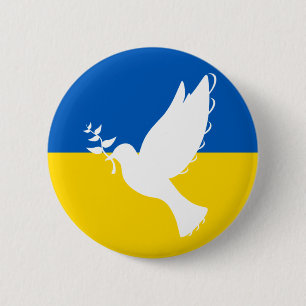 Macaron Rond 5 Cm La colombe de la paix pour l'Ukraine