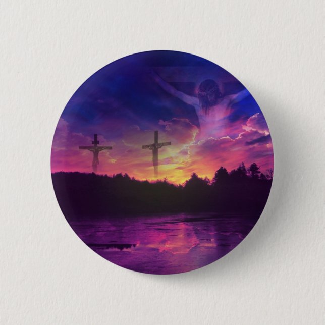 Macaron Rond 5 Cm La crucifixion du Jésus-Christ sur la croix (Devant)