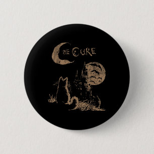 Macaron Rond 5 Cm La Cure Vintage Cat Moon Drôle L'Amoureux des chat