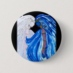 Macaron Rond 5 Cm La Dame de la flamme bleue