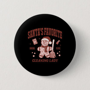 Macaron Rond 5 Cm La dame de nettoyage préférée du Père Noël Noël ré