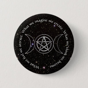 Macaron Rond 5 Cm La déesse de la Lune Wicca Pentacle
