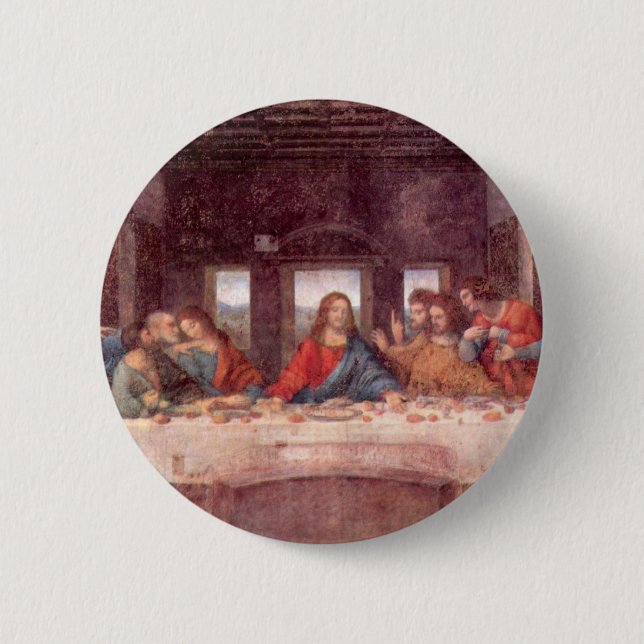 Macaron Rond 5 Cm La Dernière Cène de Léonard de Vinci, Renaissance (Devant)