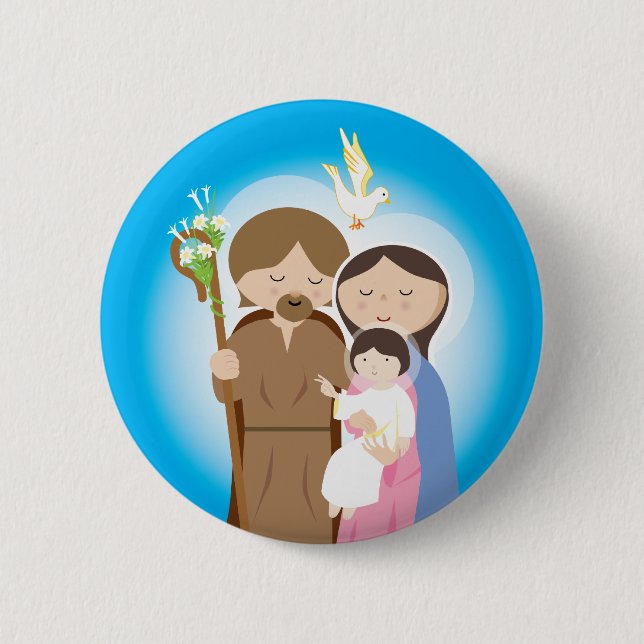 Macaron Rond 5 Cm La famille sainte (Devant)