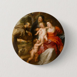 Macaron Rond 5 Cm La famille sainte avec des saints
