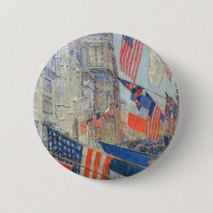 Macaron Rond 5 Cm La Fête des alliés, mai 1917 de Childe Hassam, Art
