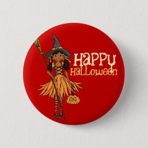 Macaron Rond 5 Cm La fille foncée Halloween heureux badine l'insign
