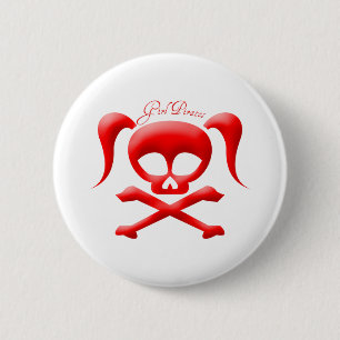 Macaron Rond 5 Cm La fille pirate le bouton