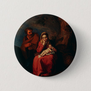 Macaron Rond 5 Cm La Fuite en Égypte par Abraham Bloemaert 
