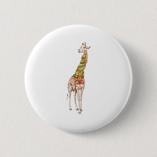 Macaron Rond 5 Cm La girafe dans une écharpe