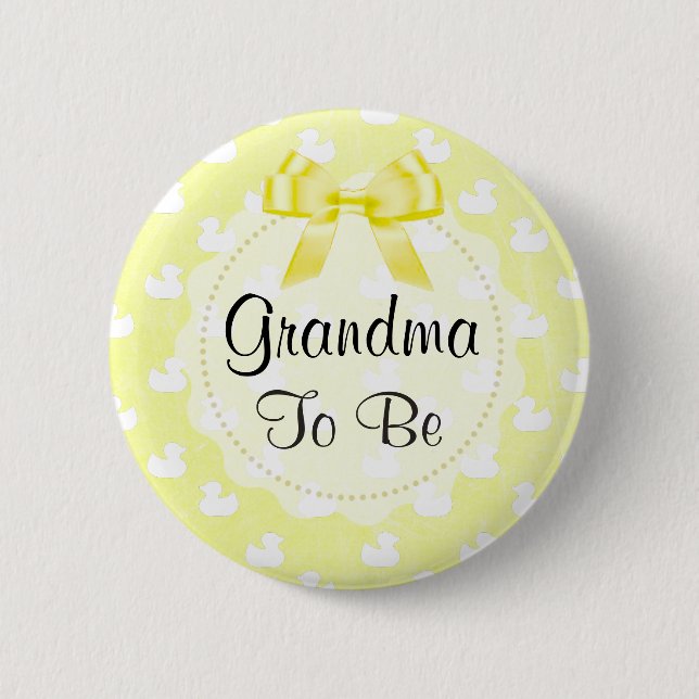 Macaron Rond 5 Cm La grand-maman à être arc et bébé jaunes penche le (Devant)