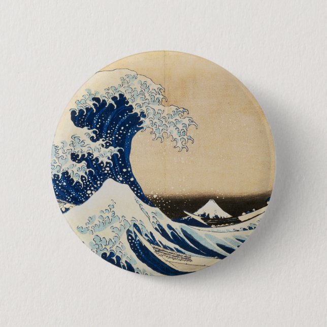 Macaron Rond 5 Cm La Grande Vague au large de Kanagawa par Hokusai (Devant)