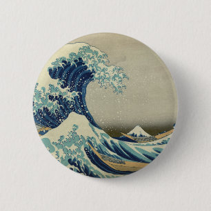 Macaron Rond 5 Cm La grande vague outre de Kanagawa