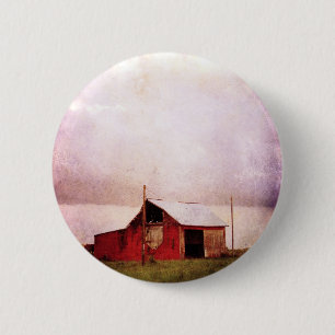 Macaron Rond 5 Cm La grange rouge au coucher du soleil