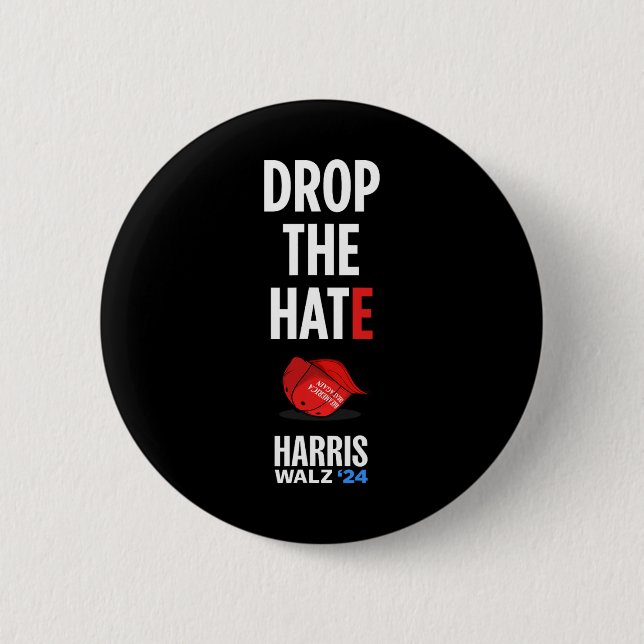Macaron Rond 5 Cm La haine - Pas de Casquette maga Voter Kamala Harr (Devant)