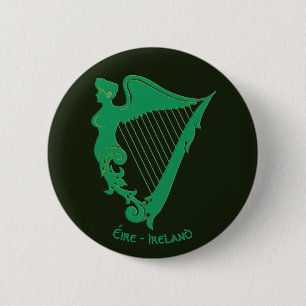 Macaron Rond 5 Cm La harpe irlandaise - symbole de l'Irlande