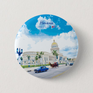 Macaron Rond 5 Cm La Havane, Cuba - Âme Classique Vintage