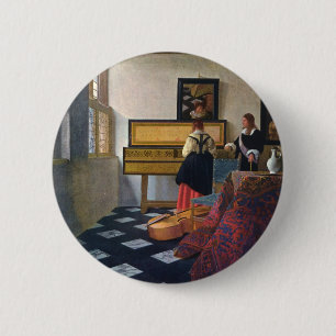 Macaron Rond 5 Cm La leçon de musique de Johannes Vermeer (vers 1663