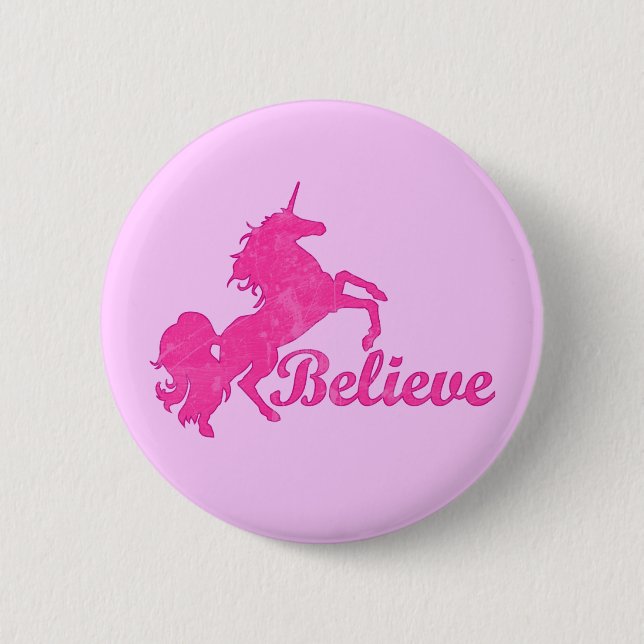 Macaron Rond 5 Cm La licorne, croient (Devant)
