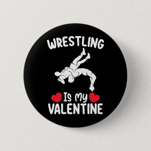 Macaron Rond 5 Cm La lutte est mes sports de la Saint-Valentin