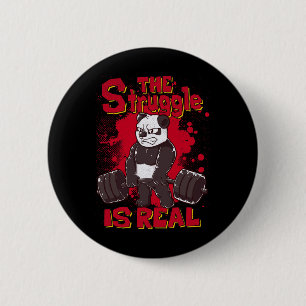 Macaron Rond 5 Cm La Lutte Est Vraiment Drôle Panda Gym Bodybuilding