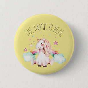Macaron Rond 5 Cm La magie est une vraie licorne