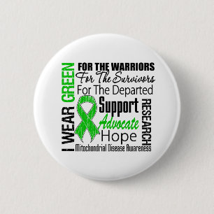 Macaron Rond 5 Cm La maladie mitochondrique je porte l'hommage vert