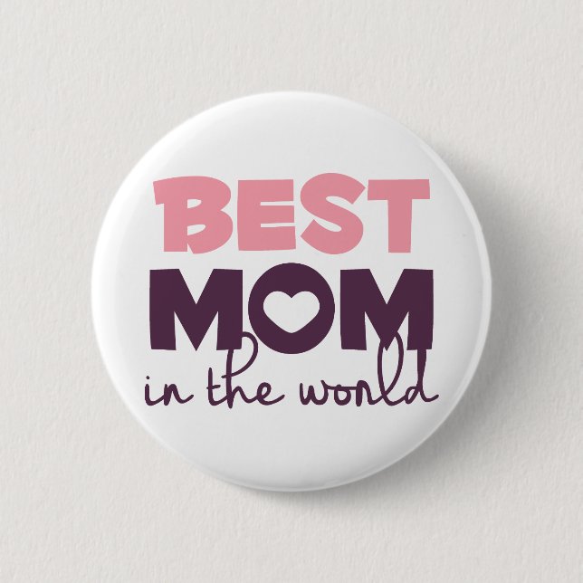 Macaron Rond 5 Cm La meilleure maman au monde, cadeau heureux de (Devant)
