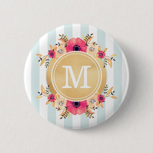 Macaron Rond 5 Cm La menthe barre le monogramme d'or de Faux de