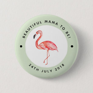 Macaron Rond 5 Cm La mère doit être Baby shower Flamant rose et no