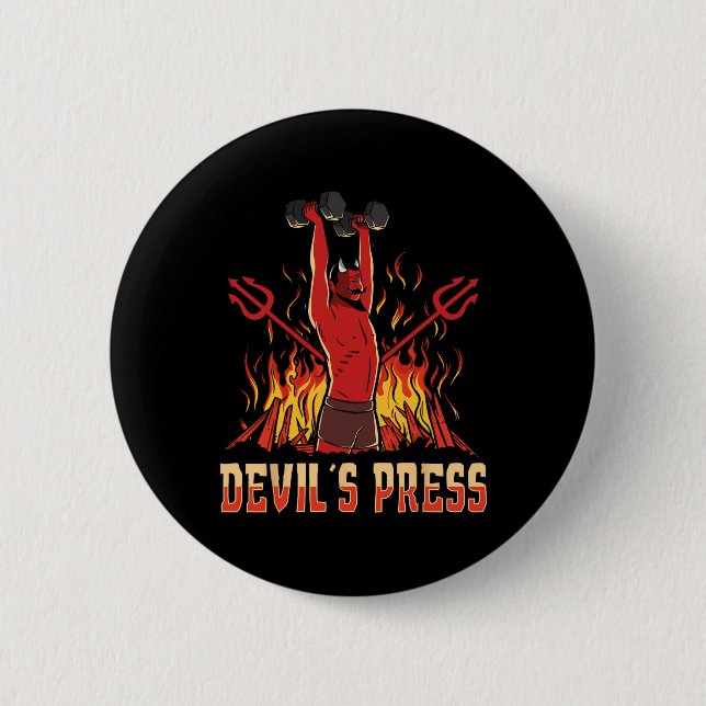 Macaron Rond 5 Cm La musculation de la presse de Satan Devil (Devant)