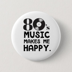 Macaron Rond 5 Cm la musique 80S me rendent heureux