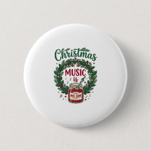 Macaron Rond 5 Cm La musique de Noël est un casque de jarre de pin d