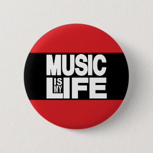 Macaron Rond 5 Cm La musique est ma vie rouge