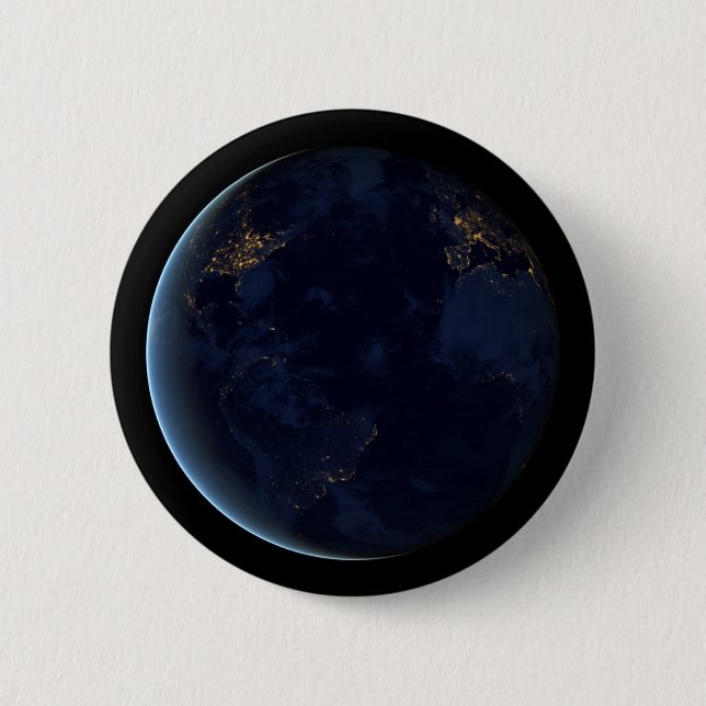 Macaron Rond 5 Cm La nuit, lumière de la ville terrestre (Devant)