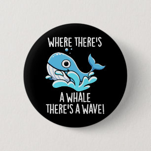 Macaron Rond 5 Cm Là où il y a une baleine il y a une vague Fond som