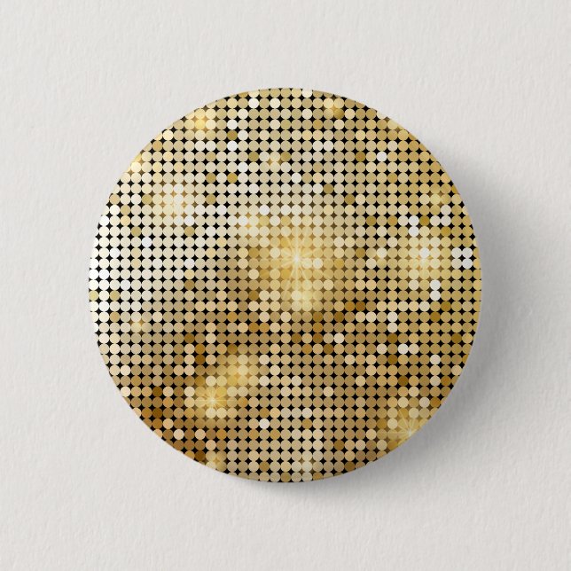 Macaron Rond 5 Cm La paillette d'or de scintillement lumineuse (Devant)