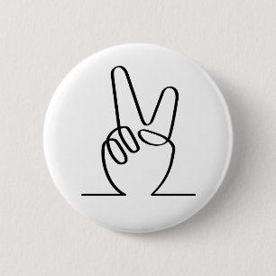 Macaron Rond 5 Cm La paix est un symbole. V doigts pour la liberté.