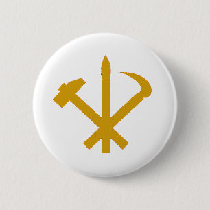 Macaron Rond 5 Cm La partie de travailleurs coréenne - communiste d
