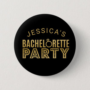 Macaron Rond 5 Cm La partie nuptiale de Bachelorette d'or de partie
