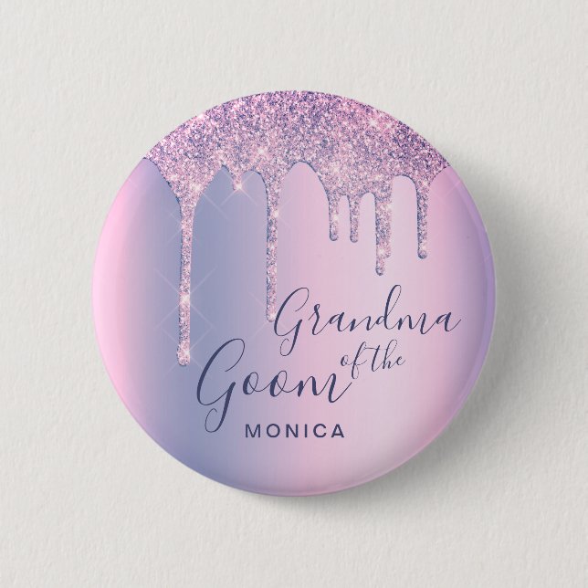 Macaron Rond 5 Cm La parties scintillant holographique goutte la gra (Devant)