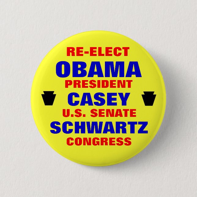 Macaron Rond 5 Cm La Pennsylvanie pour Obama Casey Schwartz (Devant)