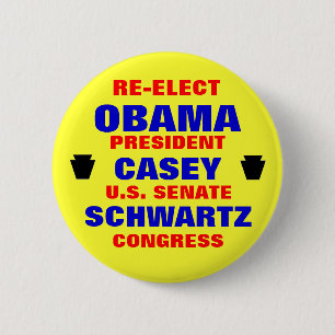 Macaron Rond 5 Cm La Pennsylvanie pour Obama Casey Schwartz