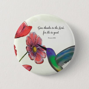 Macaron Rond 5 Cm La pensée religieuse de vous Fleurs avec Colibri