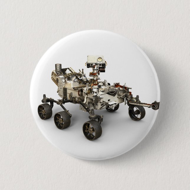Macaron Rond 5 Cm La Persévérance Mars Rover Sur Arrière - plan Blan (Devant)
