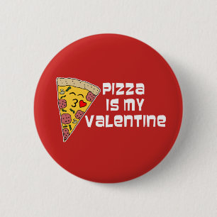 Macaron Rond 5 Cm La pizza est ma Saint Valentin