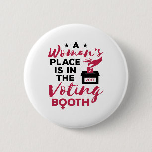 Macaron Rond 5 Cm La place d'une femme dans le bureau de vote